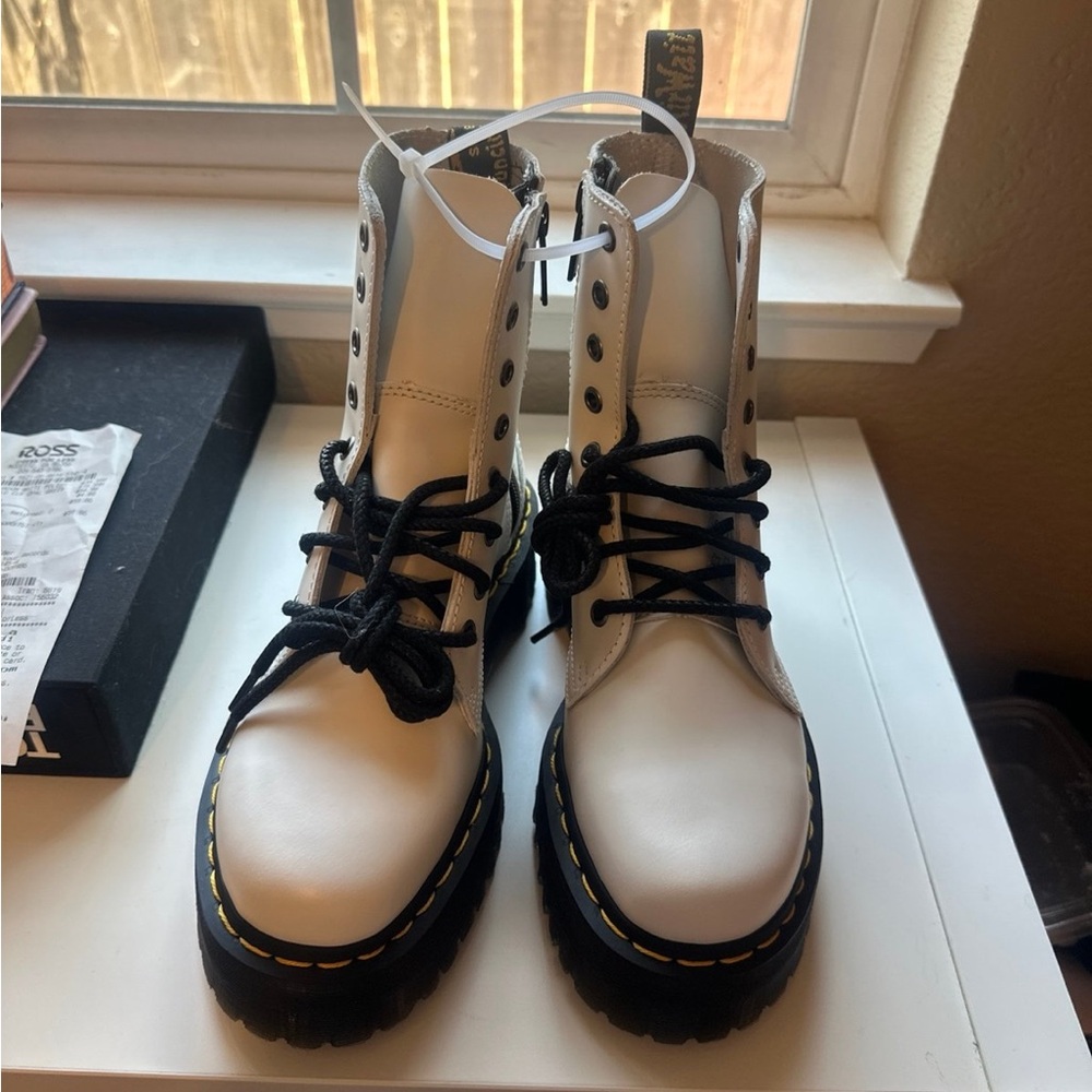 Dr. Martens Black and White Combat Boots thick